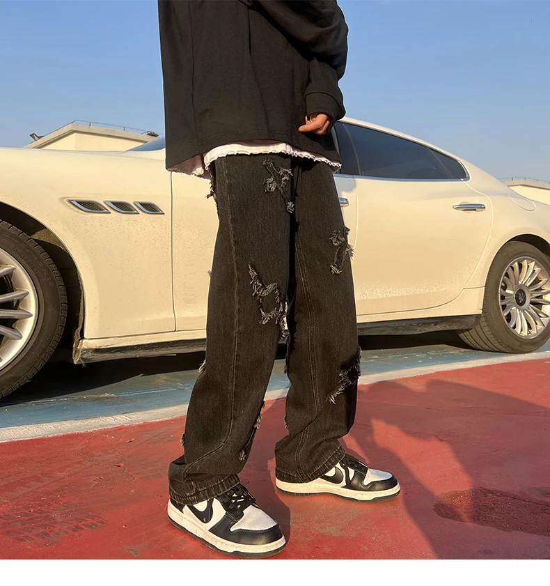 Men's jeans Neutral Wide Leg Denim Trousers Loose Straight Men Jeans asthetic Man Jeans Pants for boy Casual Baggy hip hop 2022 slim fit jeans