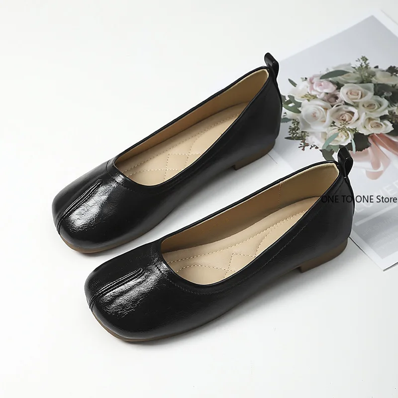 41-43Tabi Ninja Shoes Woman Microfiber Leather Comfy Flats Split Toe Slippers Soft Bottom Loafers Brief Ladies Trotter Moccasins 2