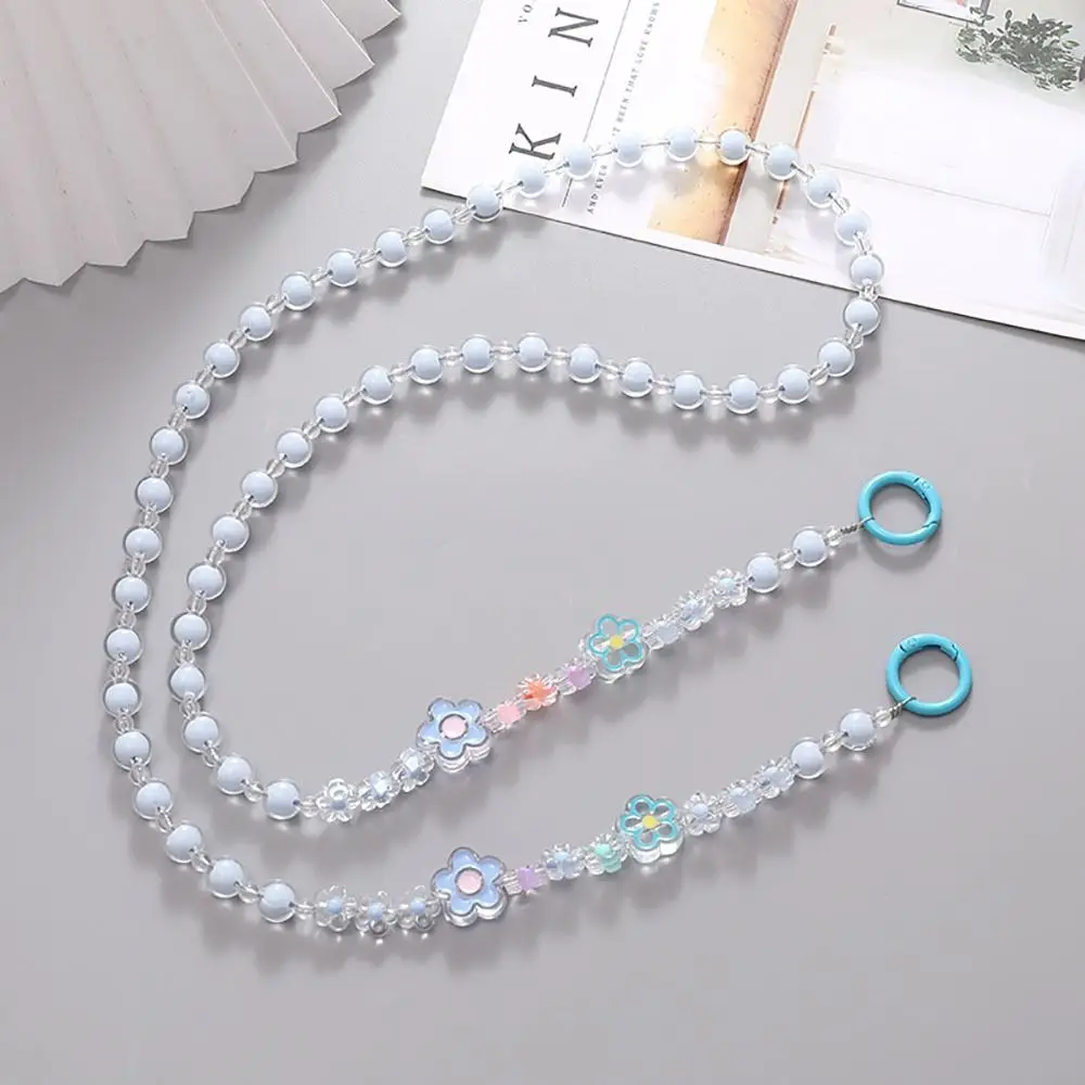 Fashion Colorful Beaded Strap Mobile Phone Lanyard Anti-lost Necklace Chain Doll Lanyard Portable Shoulder Strap Bag Accessory