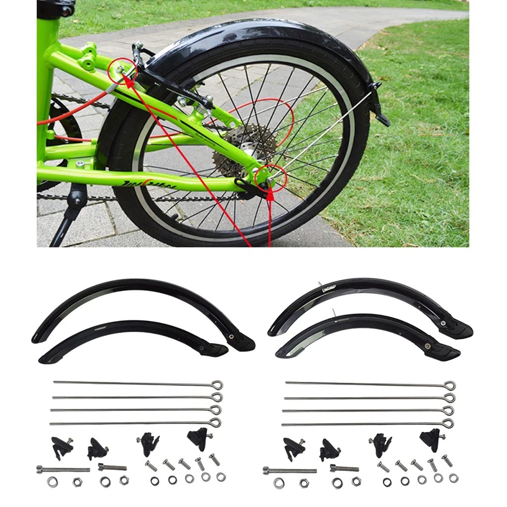 14/20'' Folding Bike Mudguard Set Bike Wheel Mud Blocker Stopper