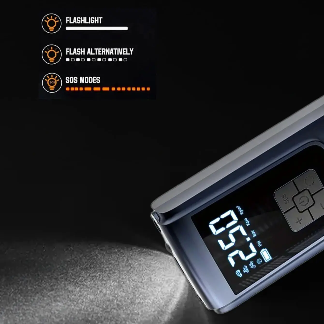 12V ������ ���� ���� 150PSI ����Ʈ �޴�� ���� ����� LED ���� SOS �÷��� ���� 4 ���� ���� ���÷��̼� ���