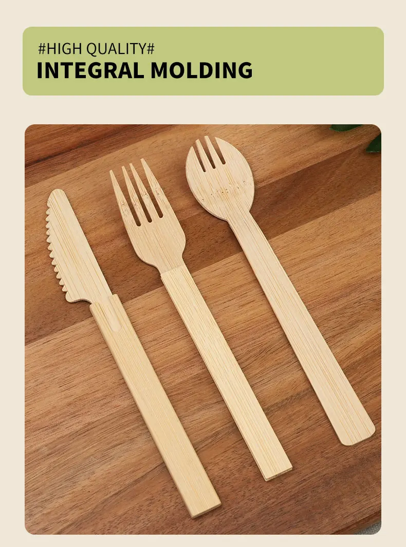 50/100PCS Natural Disposable Bamboo Tableware Set – Eco-Friendly Biodegradable Forks, S... - SKU BCS12297 - UGI Packaging