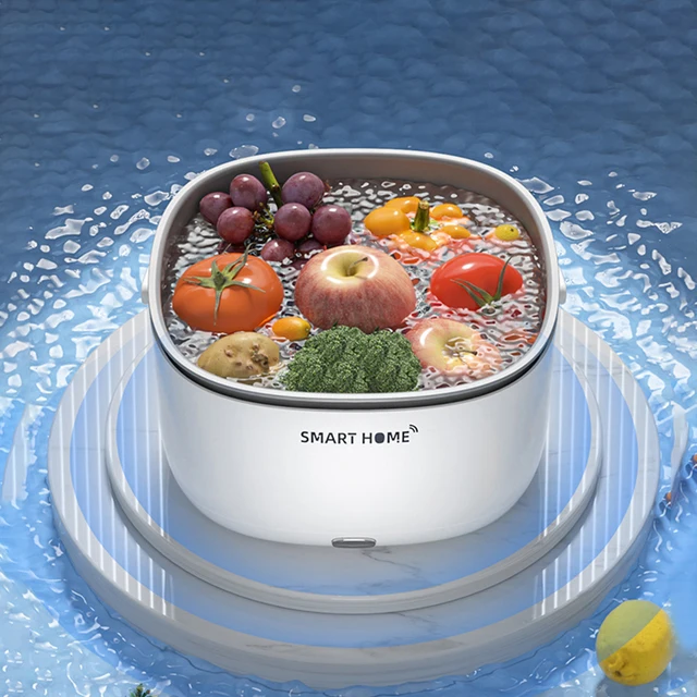과일 야채 세척 기계 바구니, 가정용 주방 손잡이 세척기, 초음파 세척 기계, 자동 식품 청정기