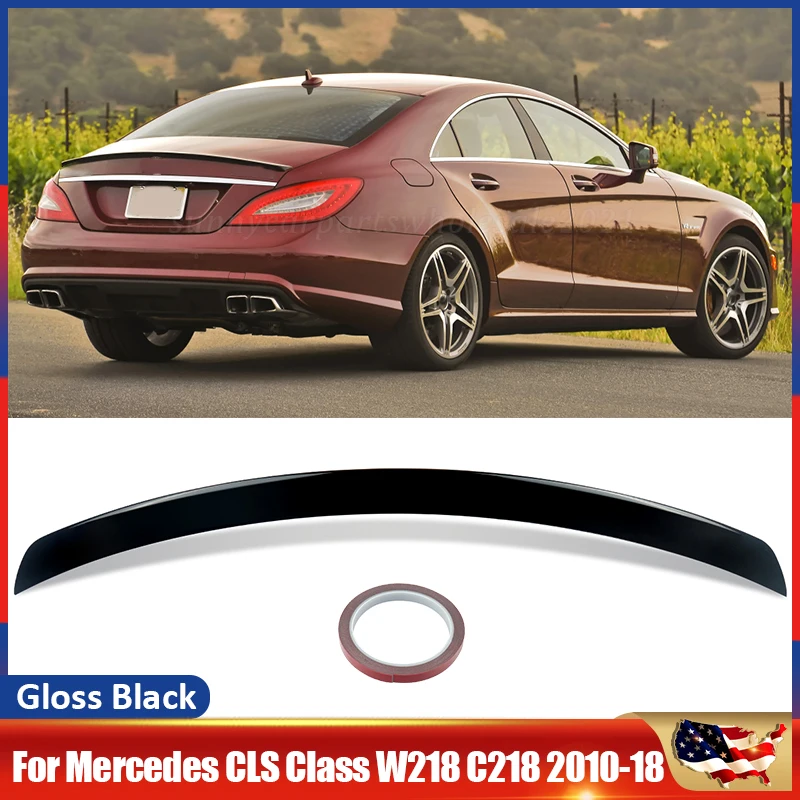 Rear Spoiler Wing For Mercedes W218 CLS350 CLS500 CLS550 2012-2017 Glossy Black Rear Trunk Boot Lip Spoiler Wing Auto Body KIT