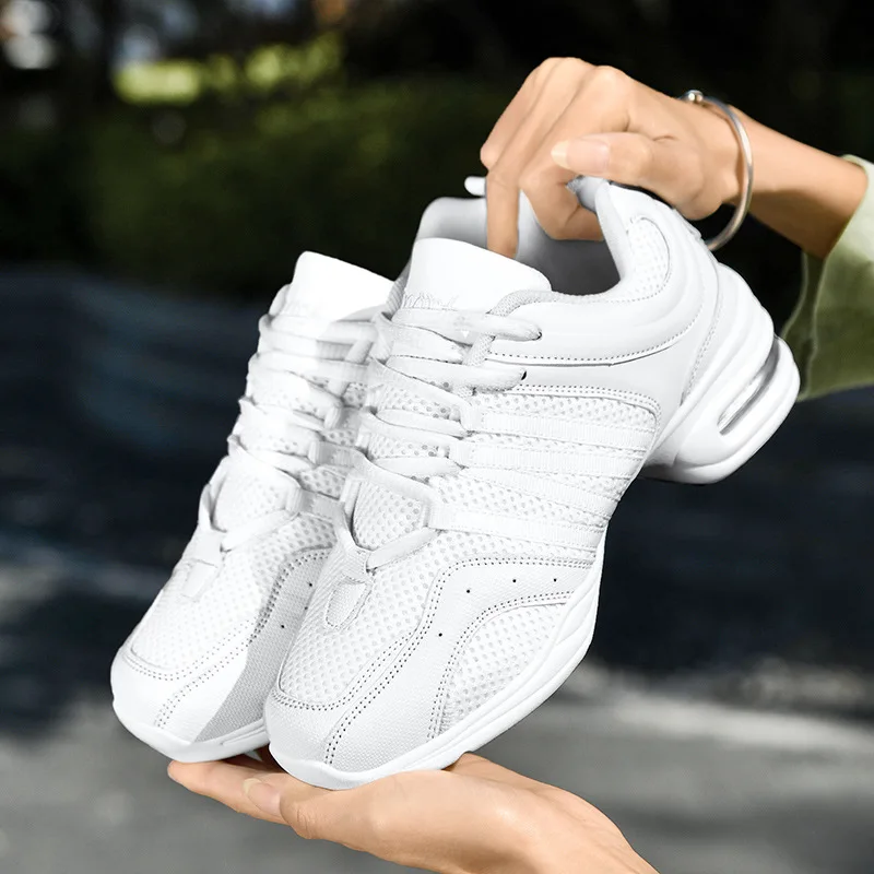 Square Dance Shoes Sneakers Elevated Women Dance Shoes Modern Dance Soft Sole Air Cushion Breathable Mesh Sports Shoes Women