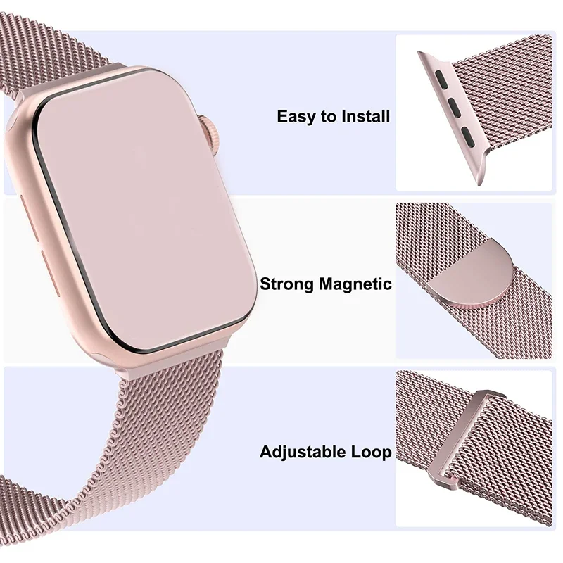 Milanese Loop Strap for Apple Watch Band 44mm 45mm 49mm 40mm 41mm 42mm 38mm Bracelet Iwatch Series 9 8 7 6 SE 5 4 3 Ultra 2 49mm