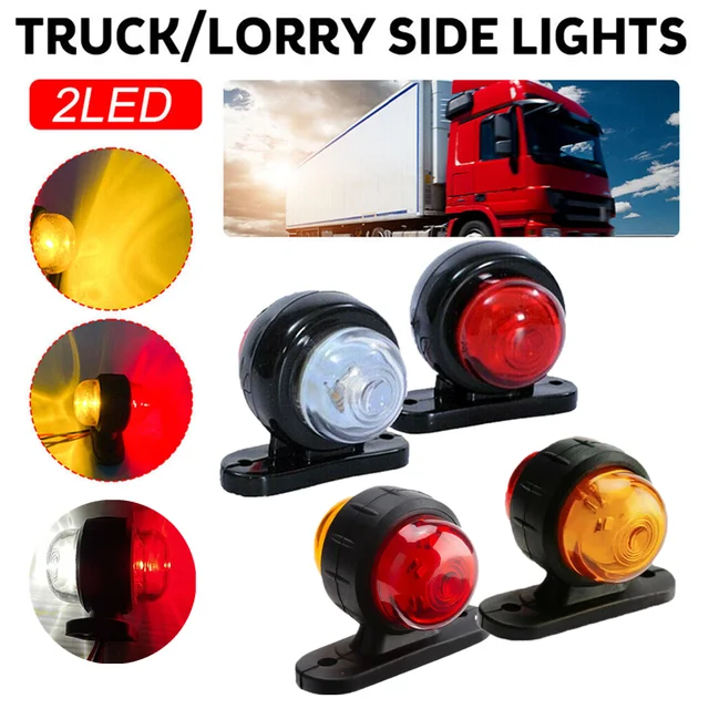 2PCS Truck Lorry Side Lights Outline Marker Tail Lights 12V 24V Trailer Side Marker Indicators Light for Truck Caravan
