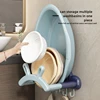 Retractable Wall-mounted Basin Storage Rack Cute Rabbit Ears Bathroom No-punching Shelves Kitchen Pot Cover Board Storage Rack 2