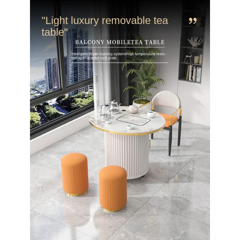 

Роскошный каменный стол светильник, Набор стульев для балкона, современный простой удобный круглый журнальный столик для дома