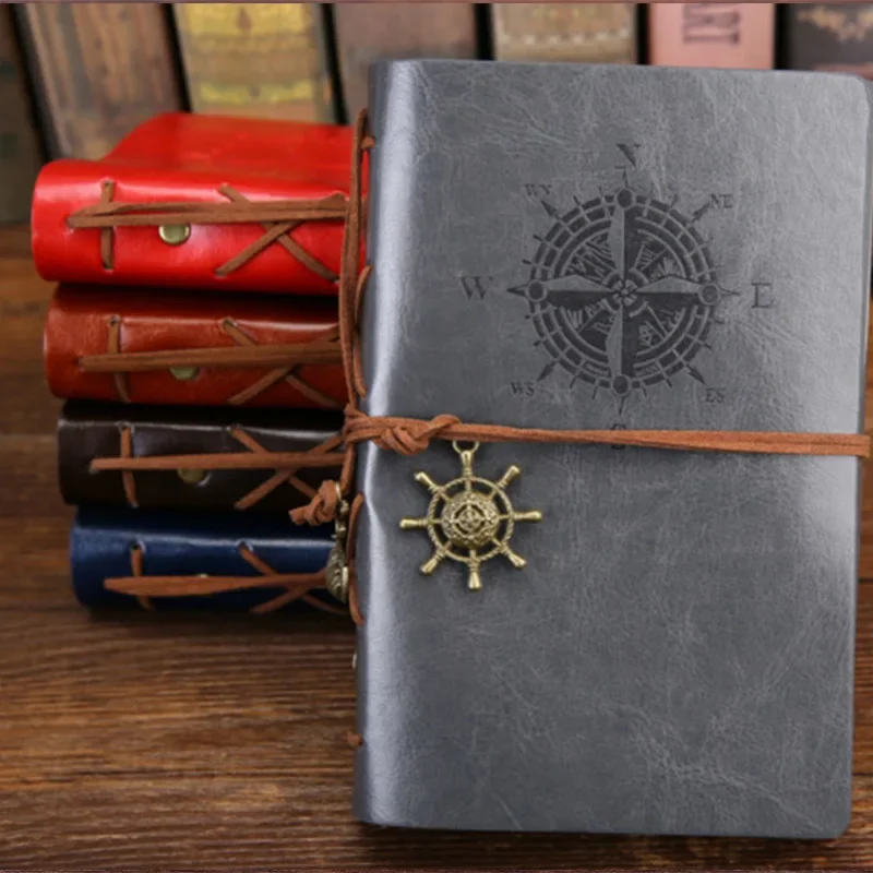 

Journal Diary Replaceable Spiral Note Vintage Anchors Stationery Pirate Book Traveler Gift Leather Notebook Retro Notepad