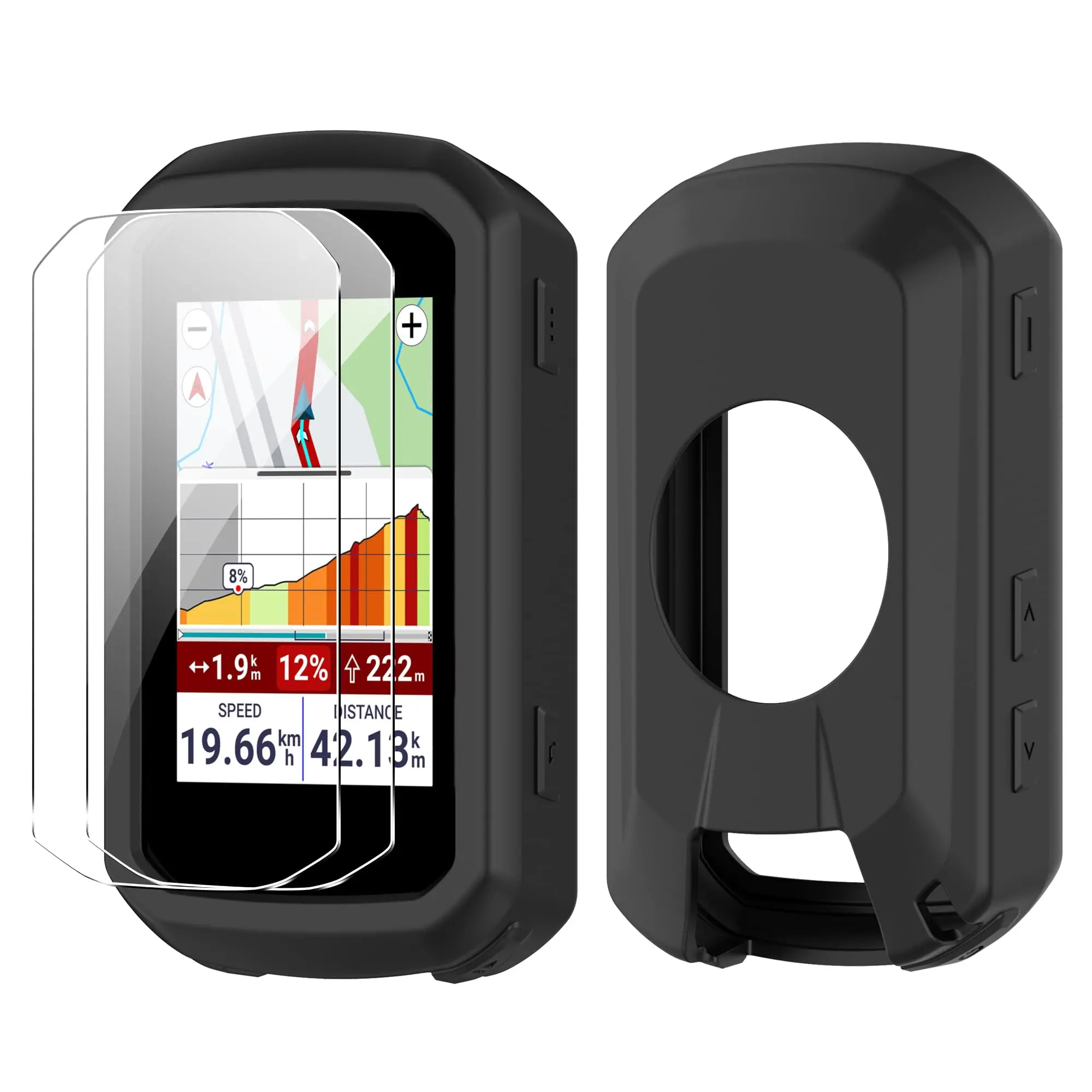 Premium Tempered Glass Screen Protector with Silicone Case for Bike Computer Stopwatch