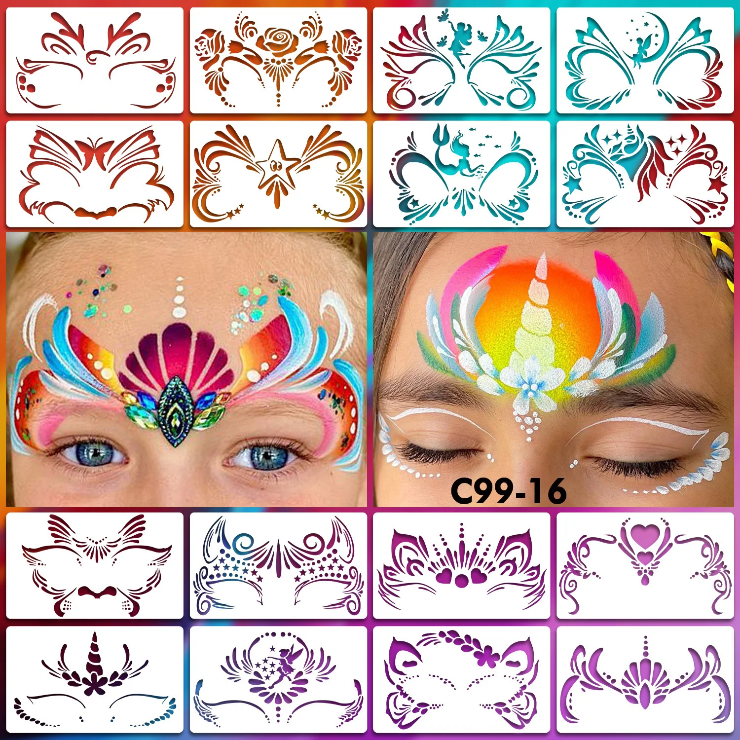 Temporary Face Paint Made Easy: A Real-World Review of 16PCS Reusable Eye Painting  Templates, image size:1500x1500