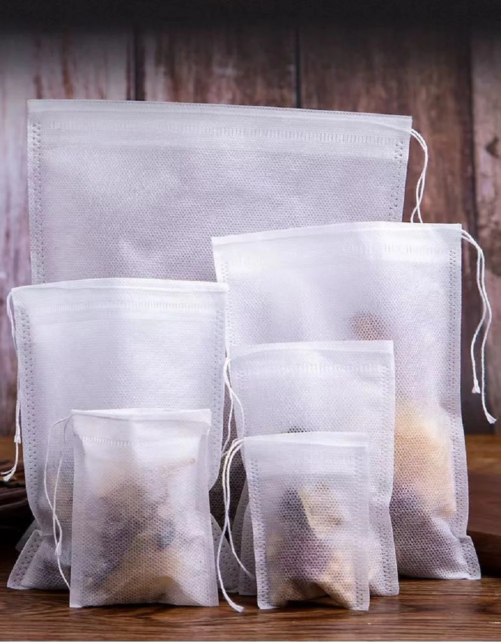 Disposable Tea Filter Bags 100pcs Drawstring