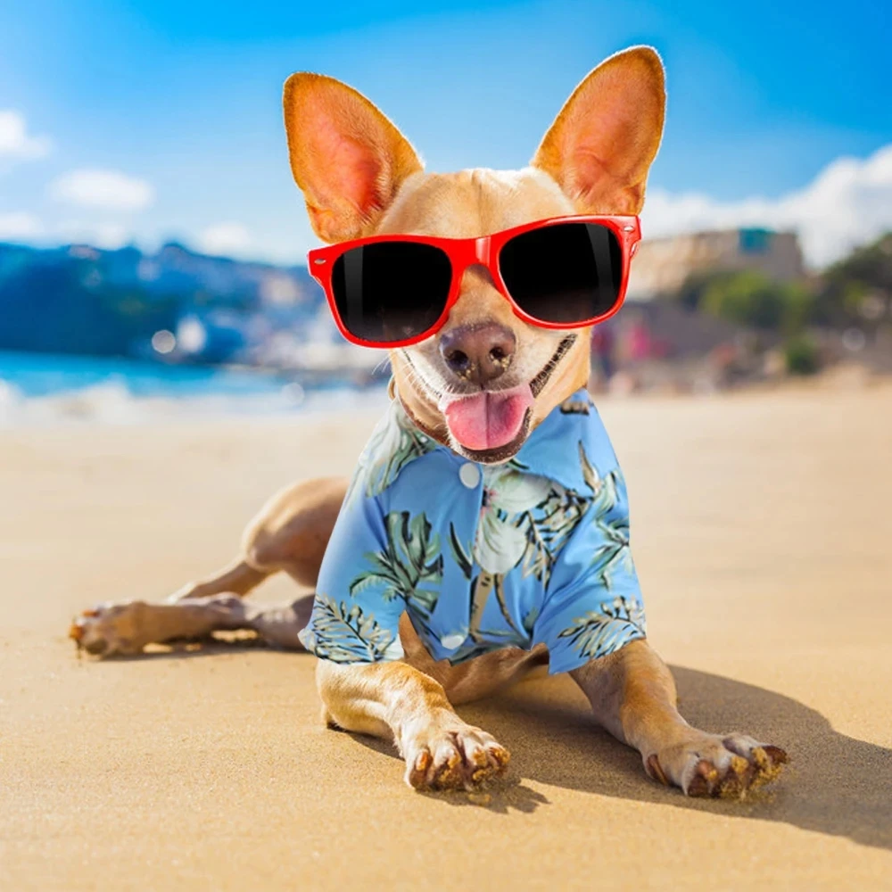 Pet Dog Shirt Hawaiian Aloha T-Shirt Summer Clothing Casual Flower Pineapple for Small to Medium Puppies Cat Costume