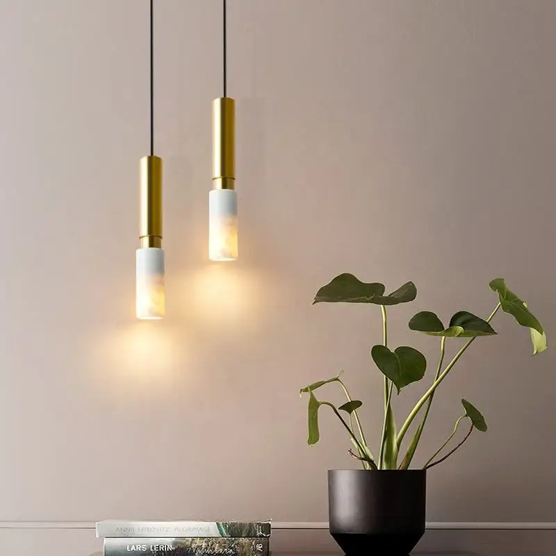 

Decorative Natural Marble Pendant Lamps Design Home Appliance Living Room Bedroom Study Bar Chandelier Simple Torch Hanglamp
