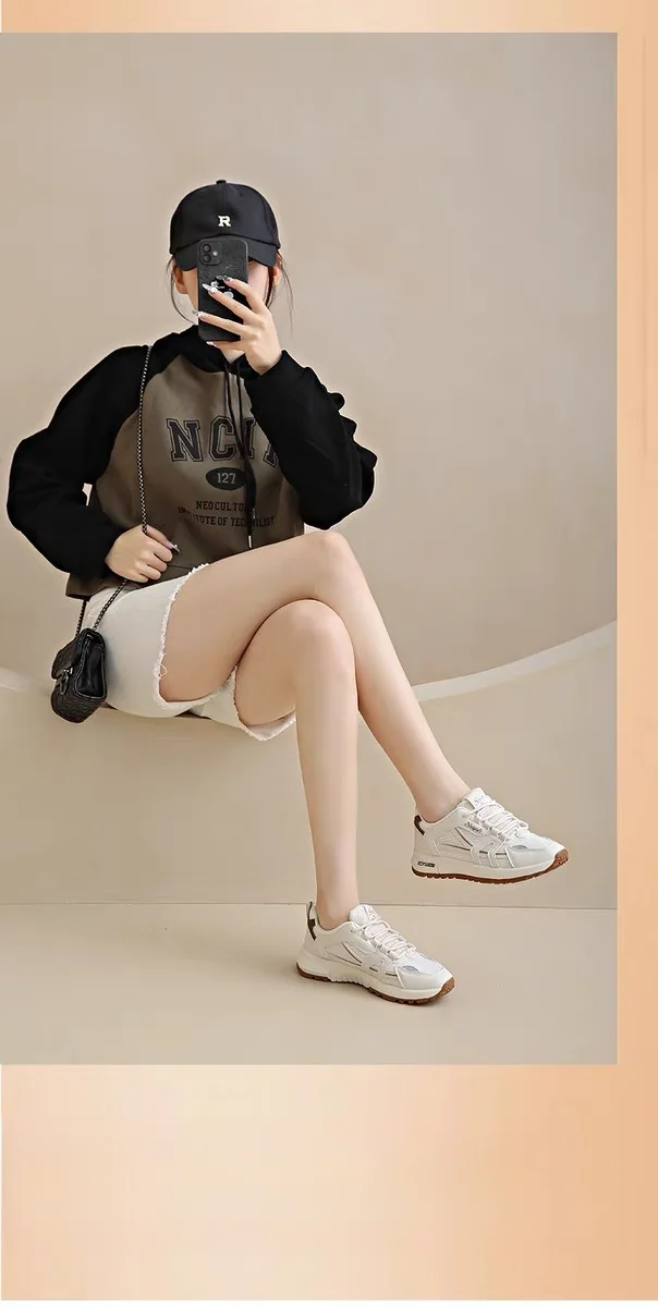 Zapatos blancos pequeños transpirables de malla con suela gruesa para mujer, nuevos y versátiles zapatos casuales de tabla con forma de bizcocho_voghion.com