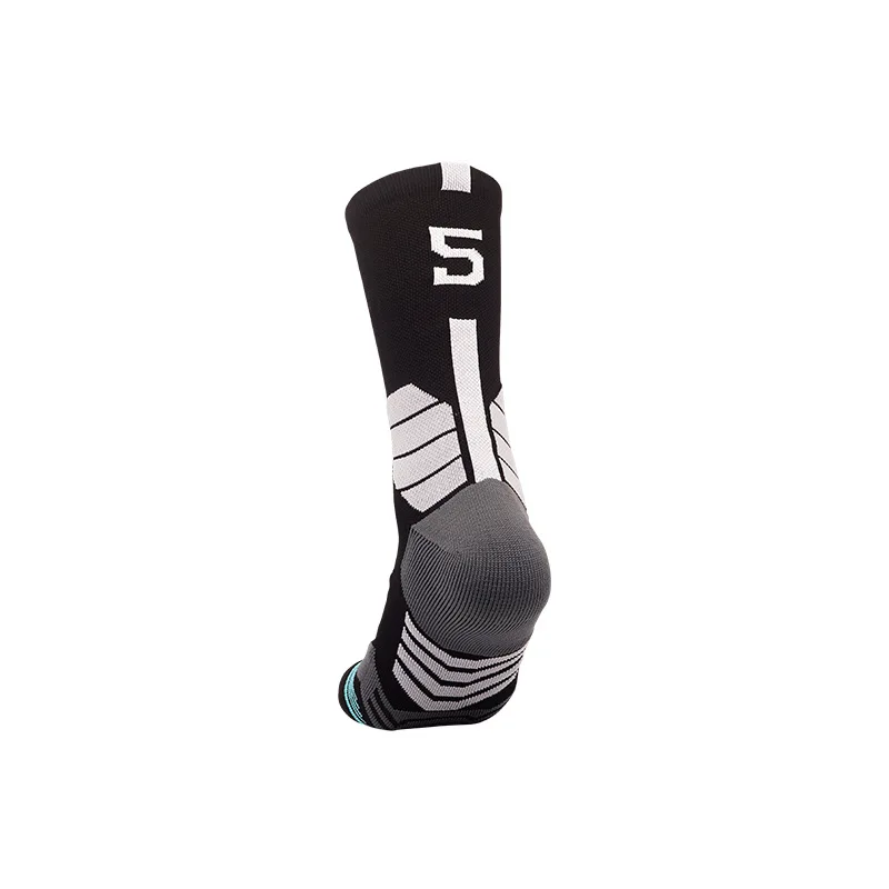 Digital basketball socks men's thickened towel bottom professional sports socks, women's elite mid-cut high-top socks
