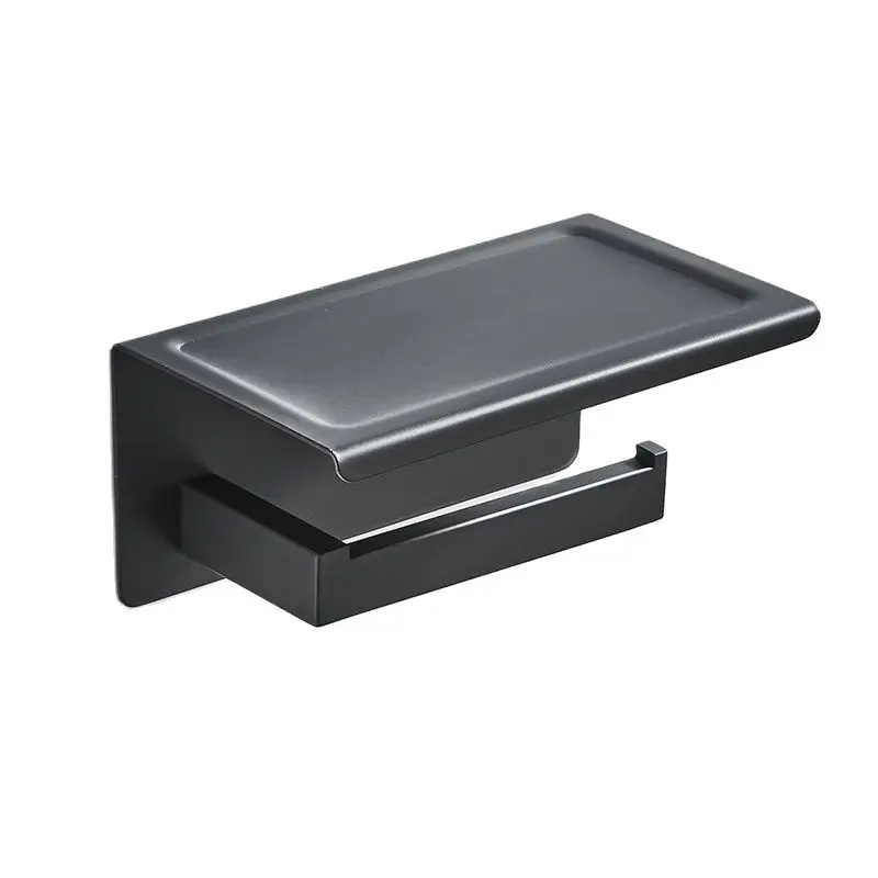Bathroom Towel Rack with Shelf Wall Mount, Hand Towel Holder Ring Multi Use Kitchen Rack Shelves Hardware Set Matte Black