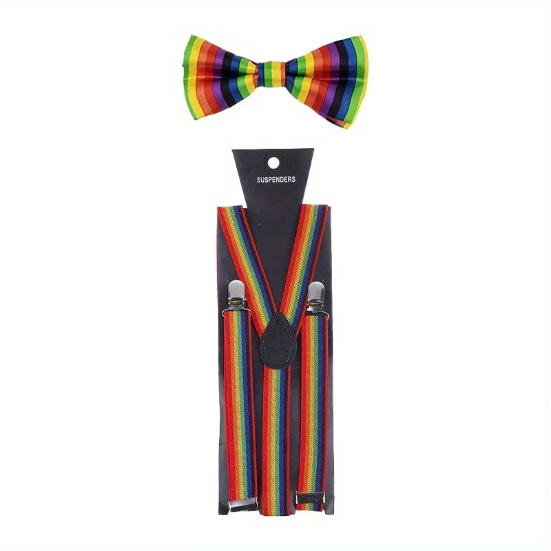 Clown Sling Bow Tie Set Colored Sling Birthday Wedding Party Christmas Cosplay Supplies Street Show