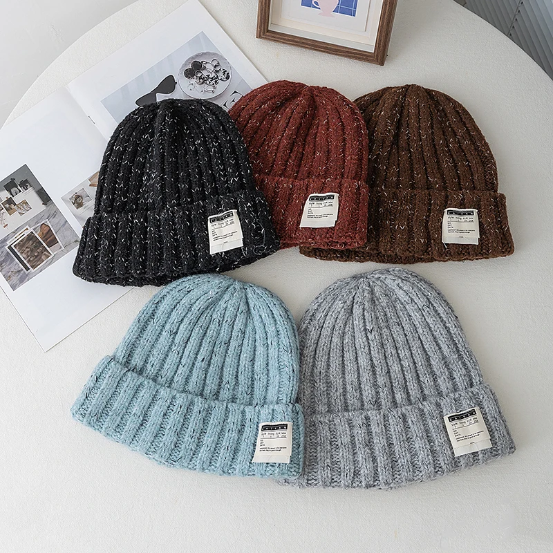 New Style Slouchy Loose Winter Hats Decoration Beanie Hats For Women Warm Beanie Streetwear Cap Hats Outdoor Winter Knitted Hat