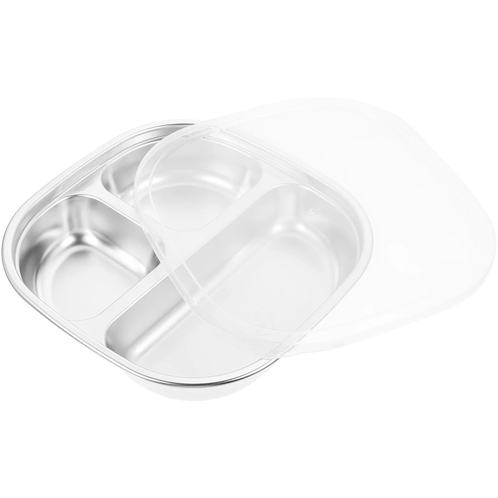 

Portion Control Plate Stainless Steel Divided Plates Lid Adults Divided Dinner Tray