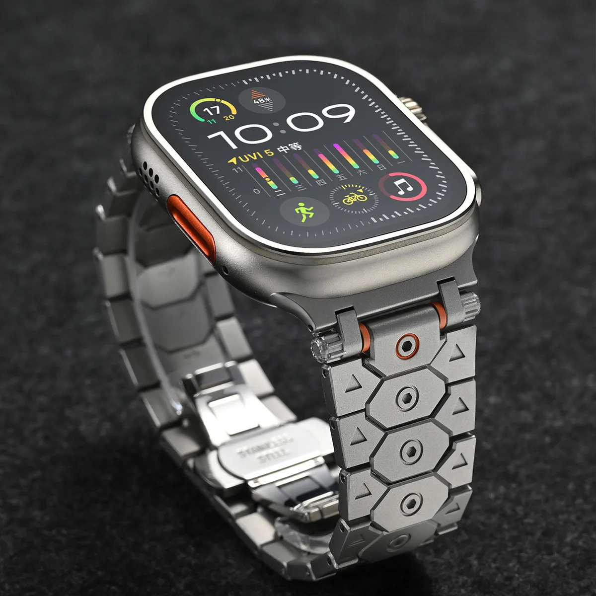 Elegant Titanium Finish Stainless Steel Strap