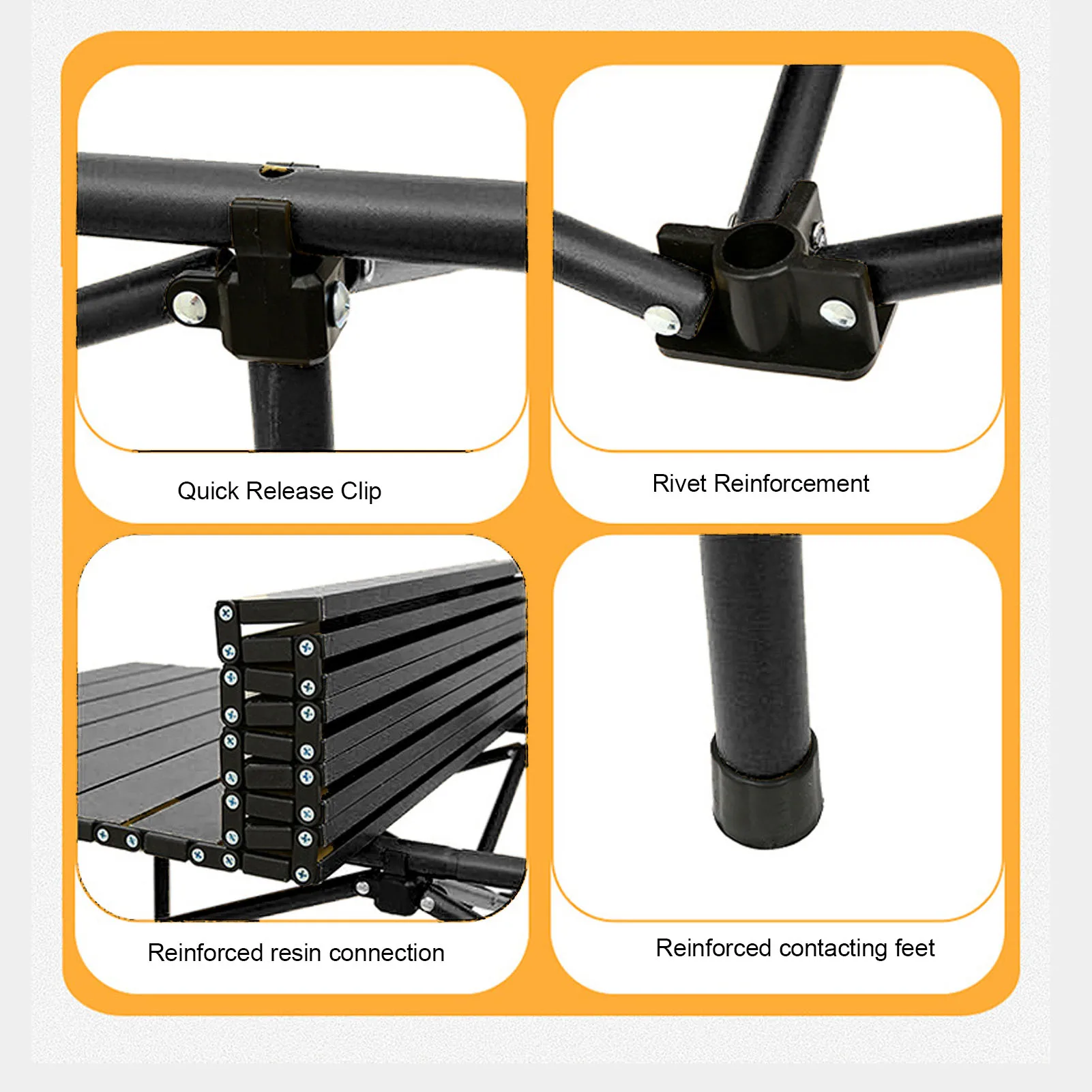 47.24 inch Outdoor Folding Portable Picnic Camping Table Carbon Steel Material Strong Load Capacity Long Term Use