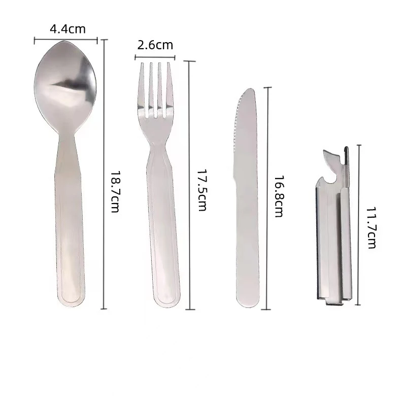 

4Pcs/Set Portable Stainless Steel Tableware Fold Knife Utensil Spoon Set Spoon Fork Knife Dinnerware Camping Cooking Flatware