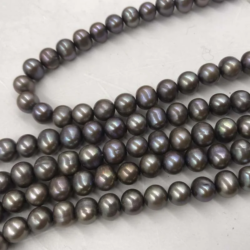 ELEISPL JEWELRY Wholesale 5 Strands 7.5-8mm Black Freshwater Pearls Free Shipping #22000478-4