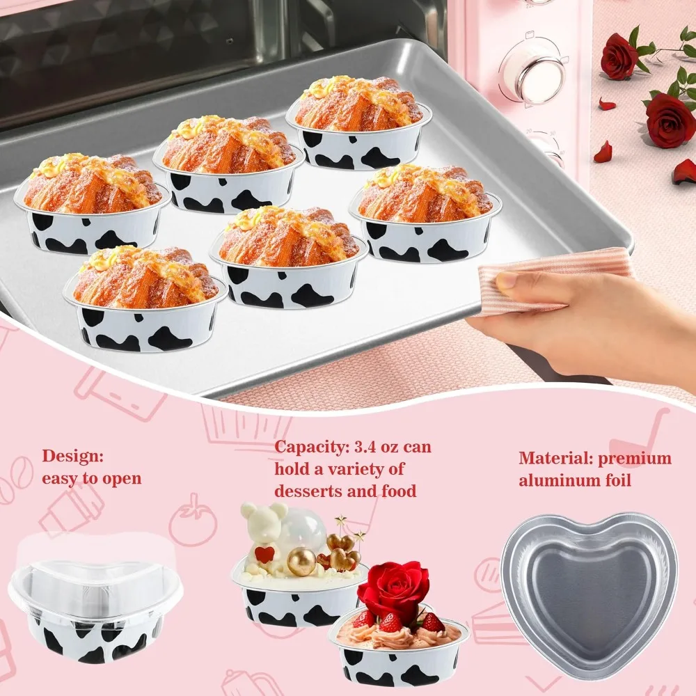 20PCS Heart Shape Disposable Aluminum Foil Cupcake Liners with Lids, Mini Cake Pans, Pe... - SKU DAFB1923 - UGI Packaging