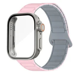 Enhanced Magnetic Sport Band with Breathable Dual - Color Silicone Strap and Sweat - Resistant Case for Huawei Fit 3 (Light Pink Gray Ti)