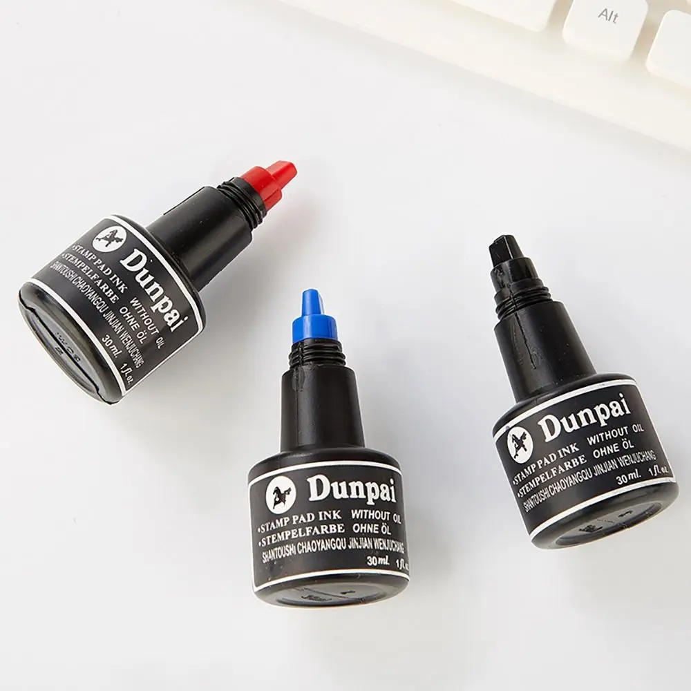 고품질 30ML 스탬프 패드 잉크 레드/블루/블랙 지워지지 않는 마커 펜 잉크 속건성 스탬프 페이스트 잉크