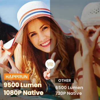 HAPPRUN Projector, native 1080P Bluetooth projector, portable outdoor, full HD mini projector, home bedroom speaker 2