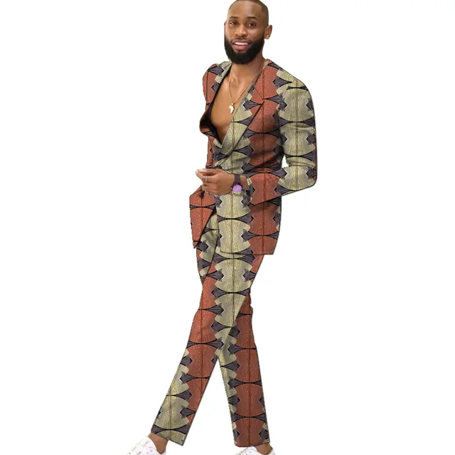 Veste imbibée sans col carillon pour hommes, blazers pour hommes, imprimé FJColorful, vêtements de fête, tenues de mariage africaines pour hommes 6
