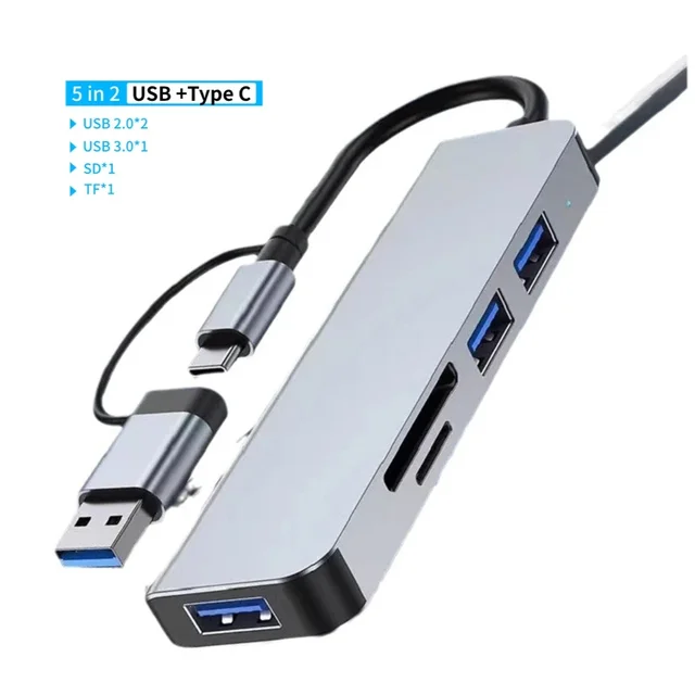 5/8 Port USB C HUB Multi USB Splitter USB3.0 HUB Type C to USB Adapter USB Dock Station SD TF Card Reader For Xiaomi Macbook Pro