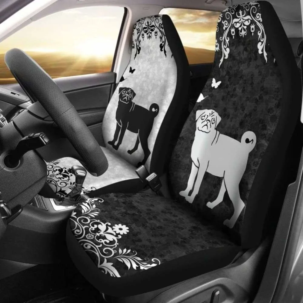 

Pug Car Seat Covers Pack of 2 Universal Front Seat Protective Cover