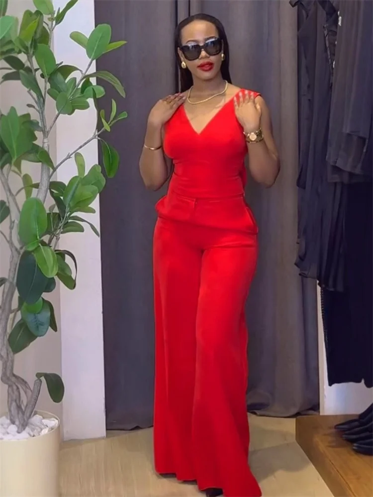 Wmstar Two Piece Set Women Top and Pants Set Sleeveless Office Lady Matching Outfits Elegant Clothes Wholesale Dropshipping 2025