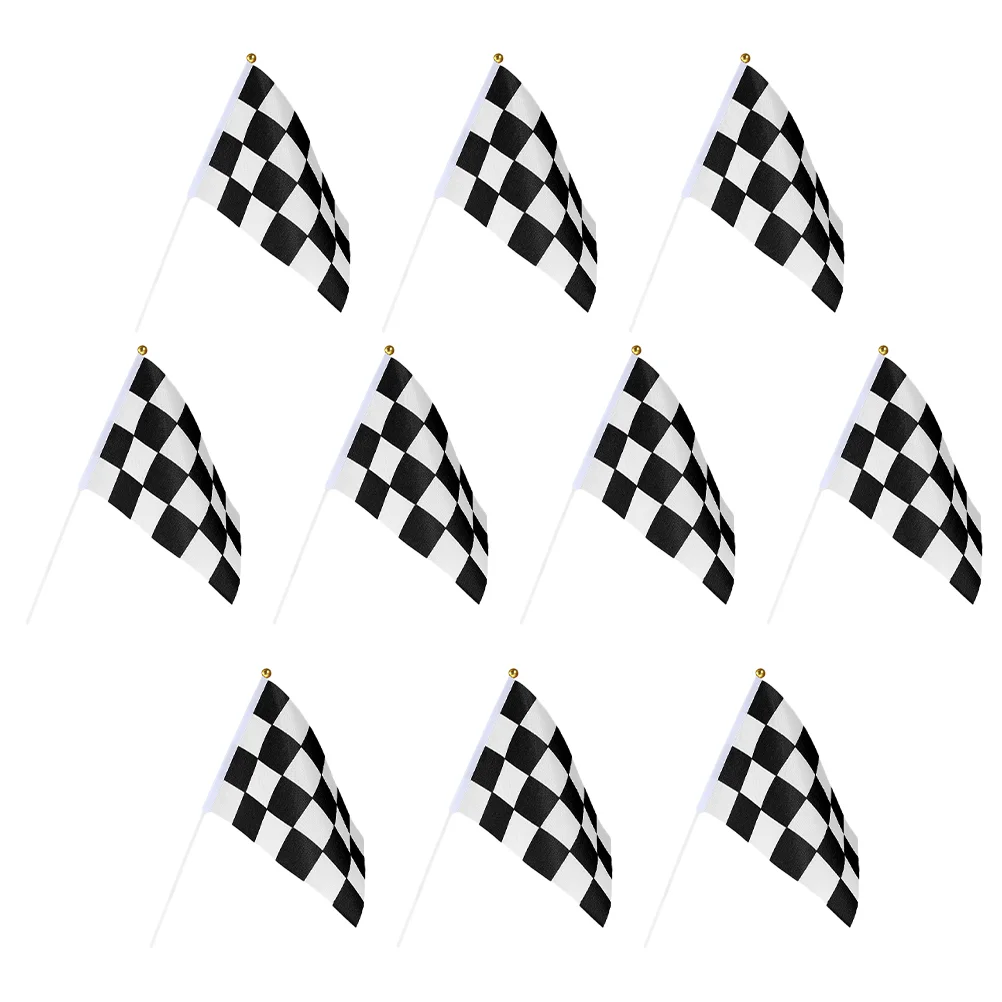 

10 Pcs Racing Signal Flag Small Flags Mini Referee Race Checkered Non-woven Fabric