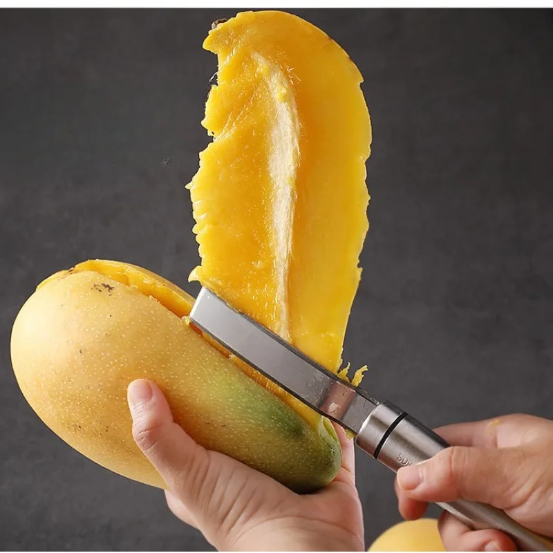 Stainless Steel Mango Core Slicer Multi-Purpose Fruit Peeler for Mango Pineapple Peeling and Slicing Efficient Kitchen Tool