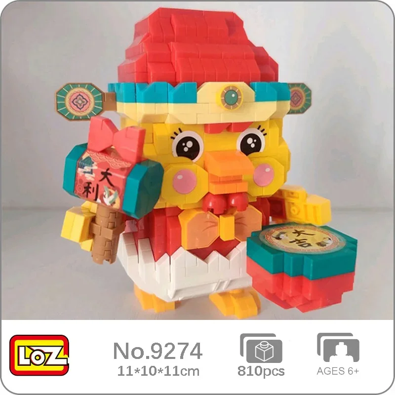 Loz 9274 Animal World Spring Festival Lucky Chicken Chick Drum Fortune Pet Doll Mini Diamond Blocks Bricks Building Toy No Box