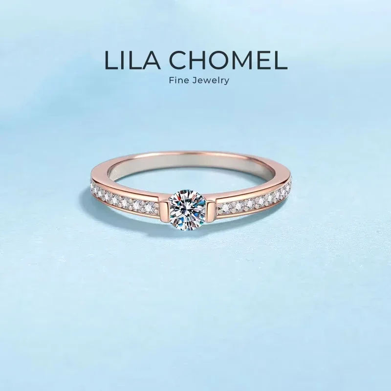 Women Wedding Band 18K Rose Gold Girl Friend Valentine's Day 0.3CT Moissanite Diamond Daughter Birthday Gift Rings Fine Jewelry 1