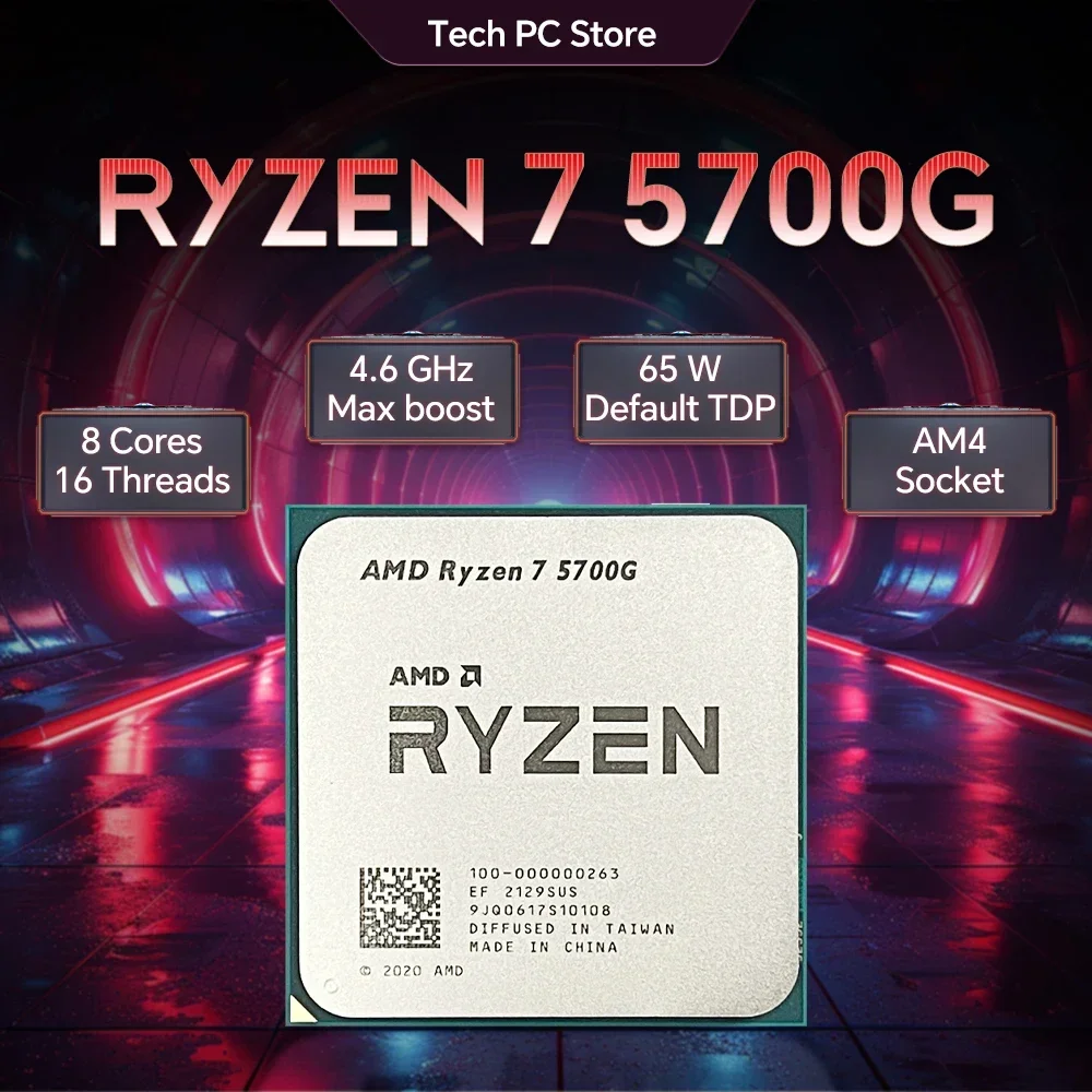 AMD 라이젠 7 5700G R7 5700G 65W 저전력 8코어 16스레드 4.6GHz 내장 그래픽 AM4 미니 ITX 데스크탑 CPU