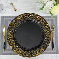 European Banquet Plates Plastic Charger For Home Dinner Table Decor Wedding Party Cake Tray Hotel Western Mats 13inch 100pcs 2