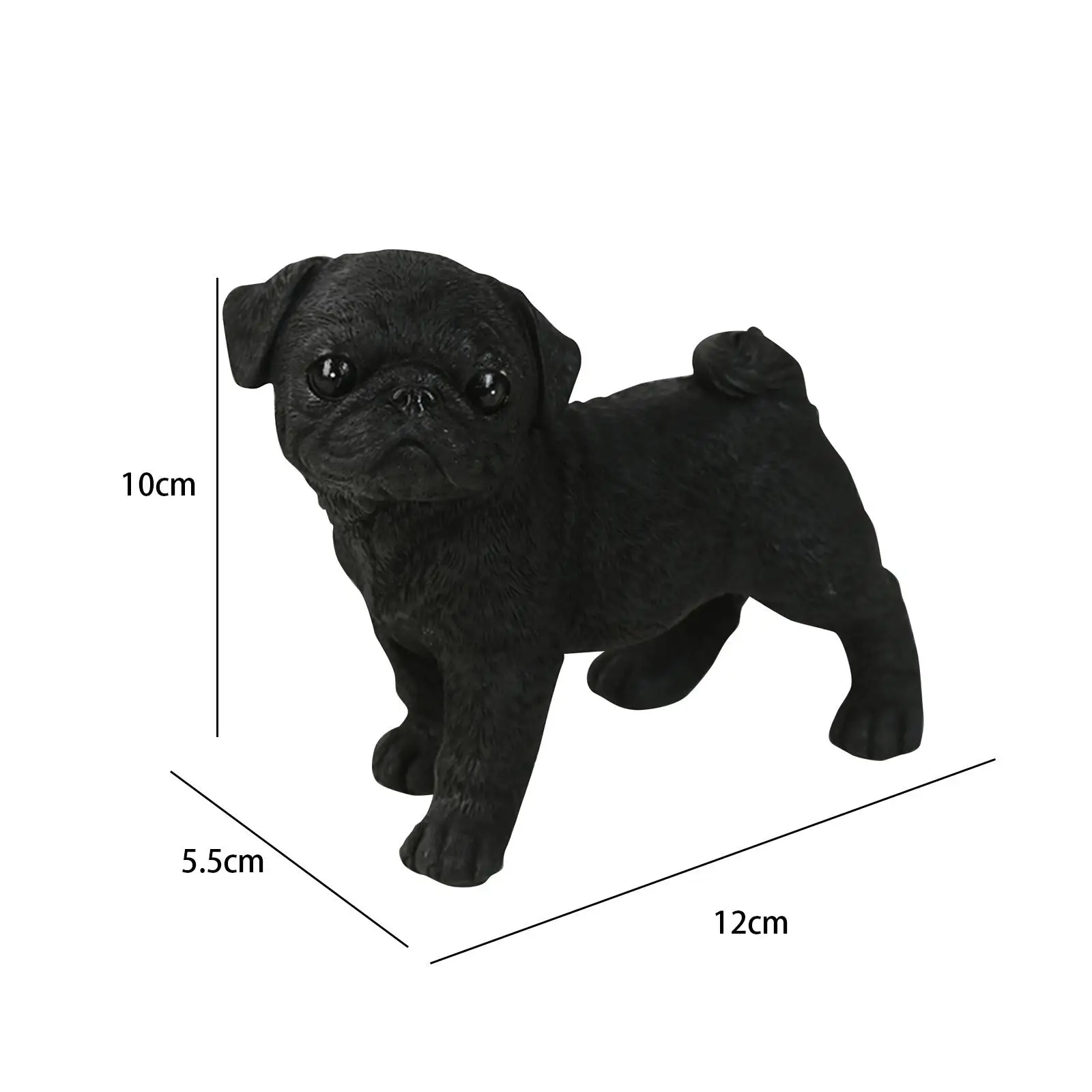 Cute Pug Figure Decoration with Non-Slip Mat Ornaments Miniature Animal Dog