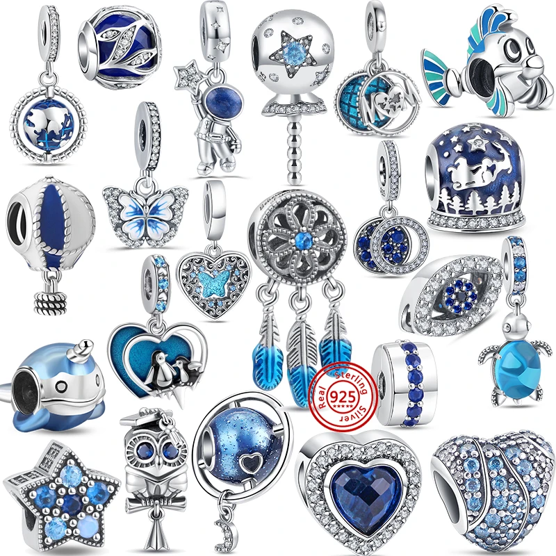 

Новинка 925 Серебряная синяя коллекция бабочка Сова сглаза шармы кулон Подходит для Pandora оригинальный дизайн браслет женский подарок DIY ювелирные изделия