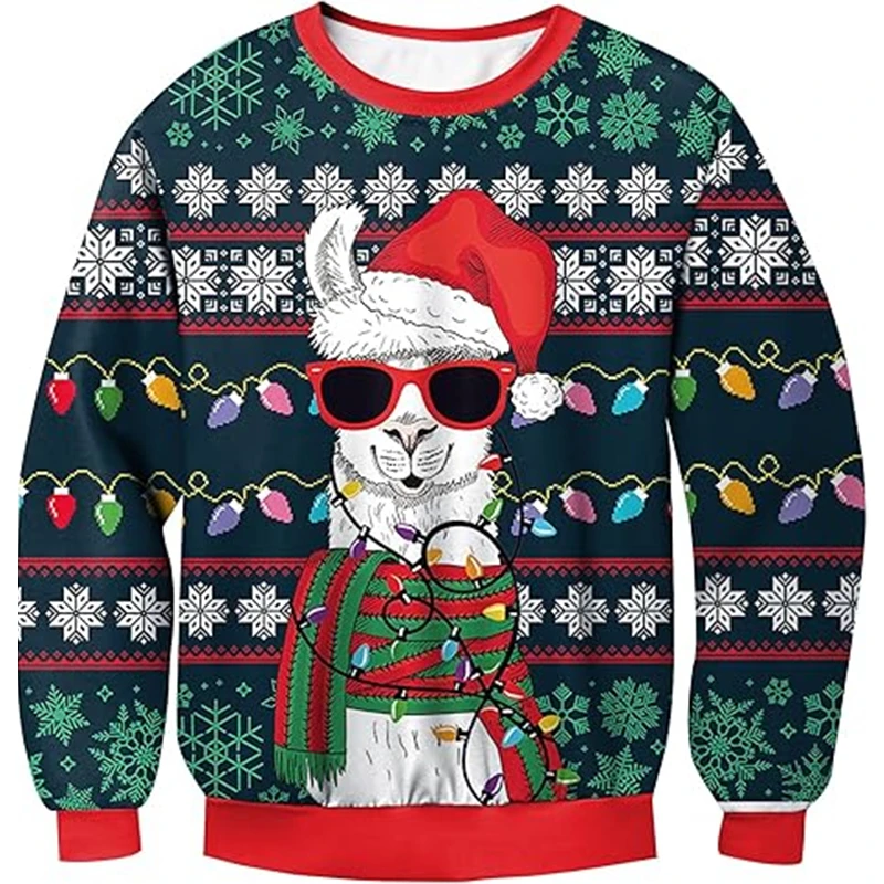 Funny Animal Alpaca Graphic Ugly Christmas Sweater Fashion Pet