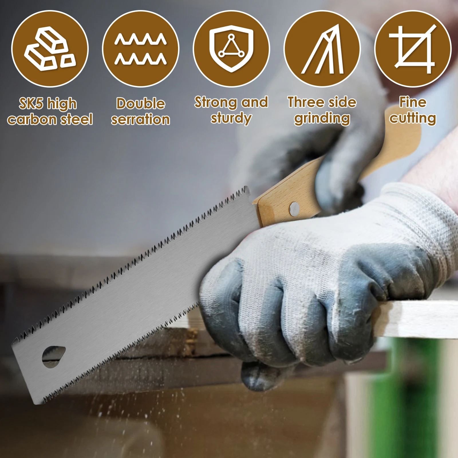 New Japanese Hand Saw 6inch SK5 High Carbon Steel Double Edged Hand Saw 14/17 TPI Woodworking Flush and Finish Cutting Wood Saw 2