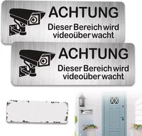 Panneau d'avertissement de vidéosurveillance en aluminium, 85x30mm, caméra privée de Surveillance avec autocollant avec bande, 1/2 pièces 1