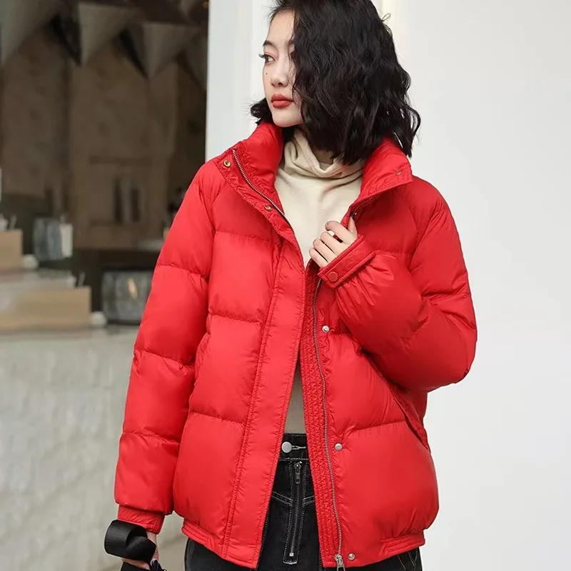 23 New Women Down Loose Warm Outwear Jacket Winter Coat Female Short Parkas Versatile Leisure Time Simplicity Overcoat Clothing