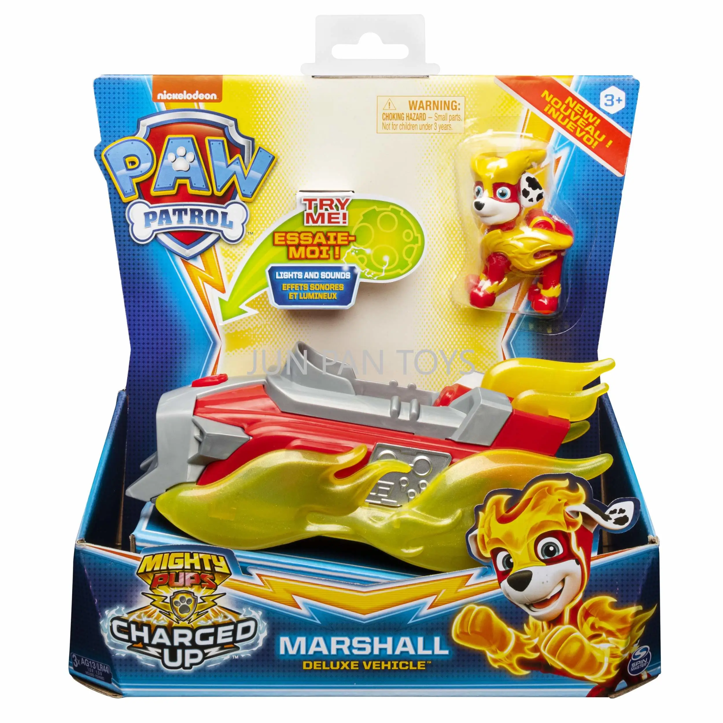 thumbnail image 1 of Figuras de acción originales de Paw Patrol Mighty Pups Charged Up, juguetes de lujo, vehículos para niños, Rubble, Marshall, Chase, Zuma, Skye, 1 of 5